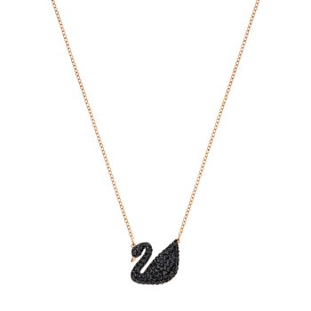 Iconic Swan Pendant Black Rose Gold Plated