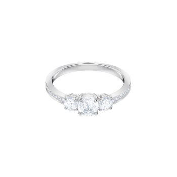 Attract Trilogy ring Round cut, White, Silver-tone finish