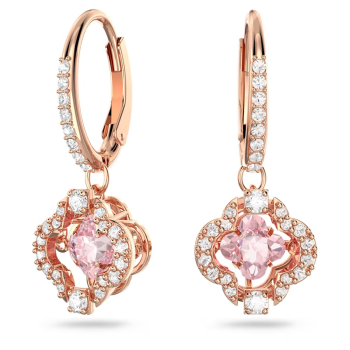 Swarovski Sparkling Dance drop earrings Clover Pink Rose gold-tone plated