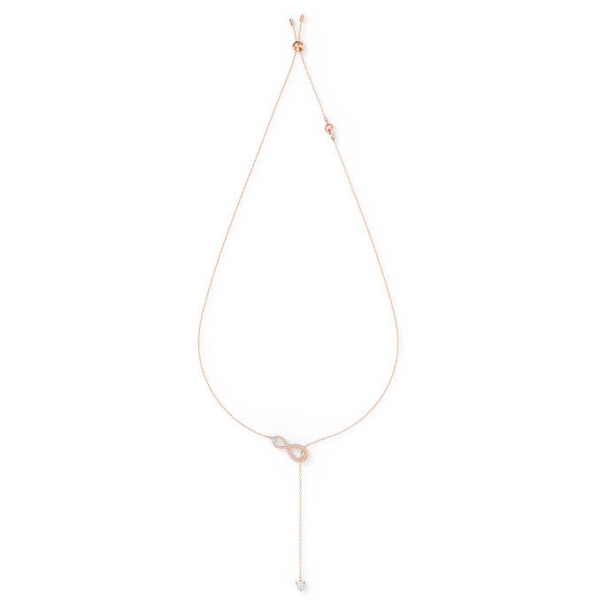 Swarovski Infinity Y Necklace White Rose-gold tone plated