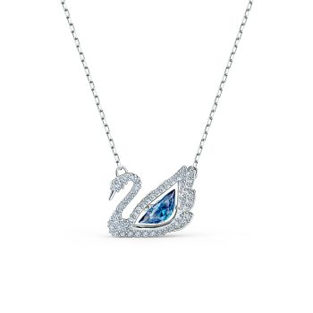 Dancing Swan Necklace Blue Rhodium plated