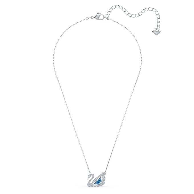 Dancing Swan Necklace Blue Rhodium plated