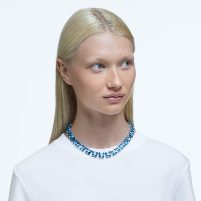 Millenia necklace Square cut Blue Rhodium