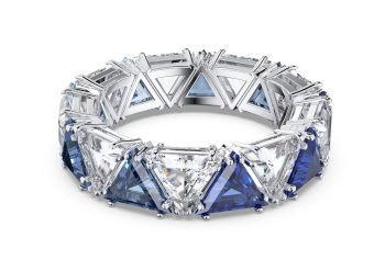 Ortyx cocktail ring Triangle cut Blue Rhodium plated