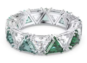 Ortyx cocktail ring Triangle cut Green Rhodium plated