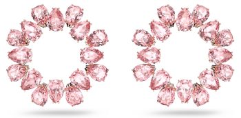 Millenia hoop earrings Circle Pear cut Pink Rose gold-tone