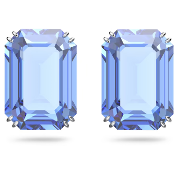 Millenia stud earrings Octagon cut Blue Rhodium plated