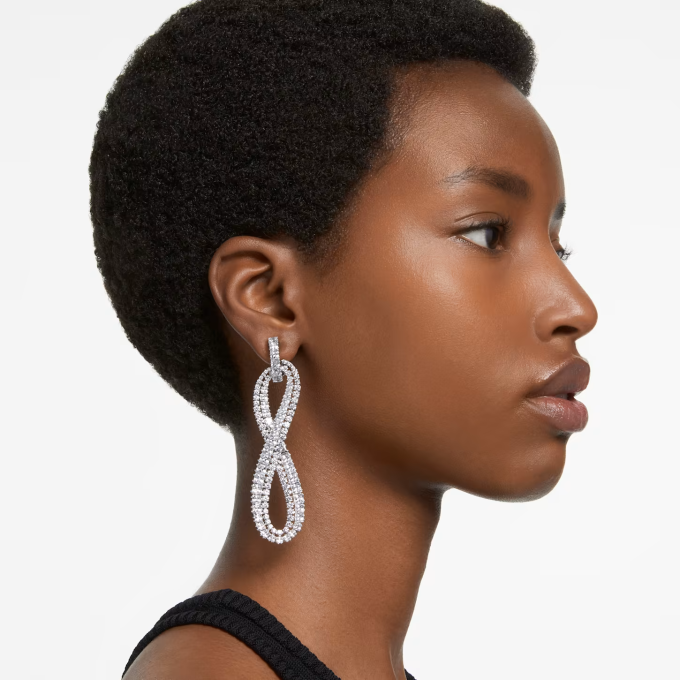 Hyperbola clip earrings White Rhodium