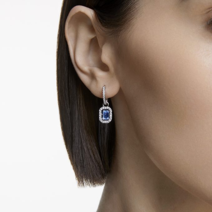 Millenia stud earrings Octagon cut Blue Rhodium
