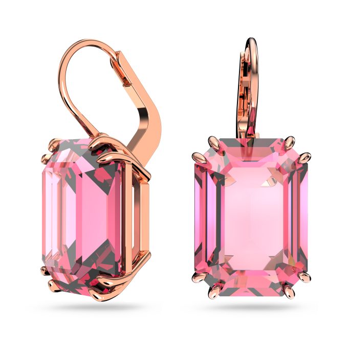 Millenia drop earrings Octagon cut Pink Rose gold-tone