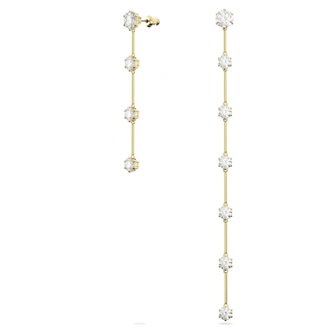 Constella drop earrings Asymmetrical White Shiny gold tone