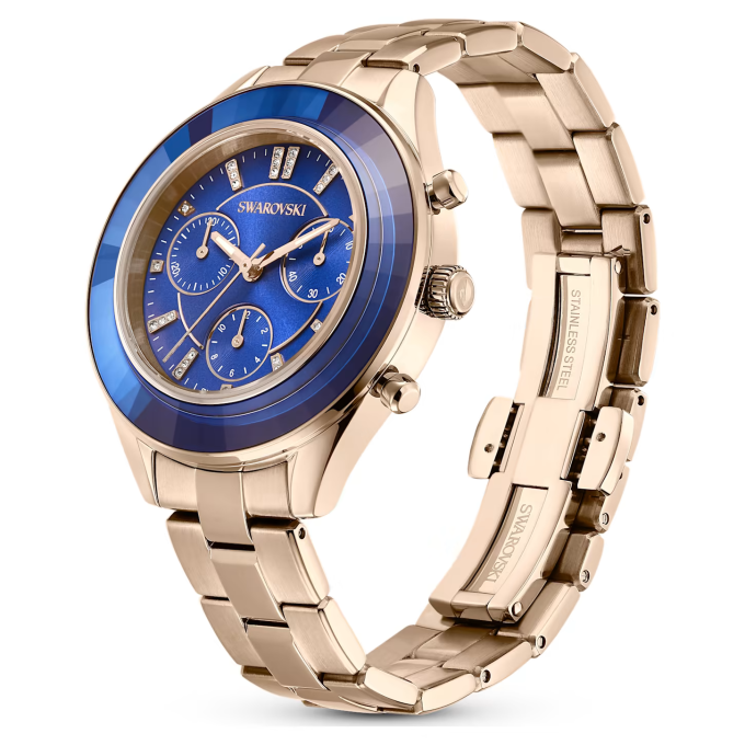 Octea Lux Sport watch Metal bracelet Blue Champagne gold tone finish
