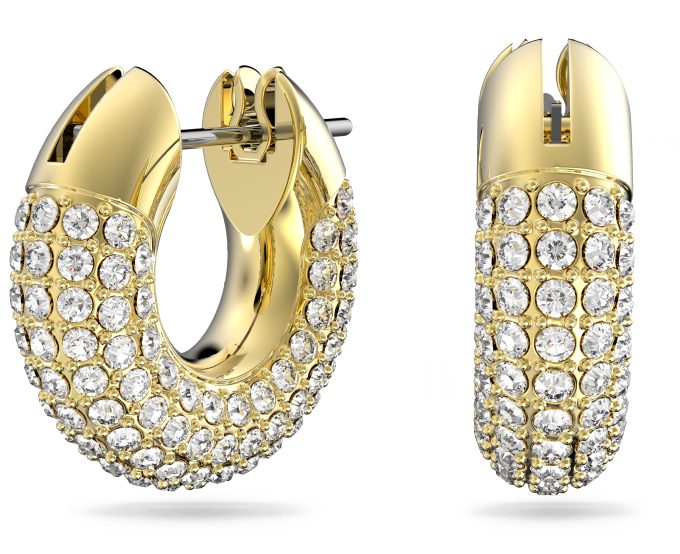 Dextera hoop earrings Pavé Small White Gold-tone