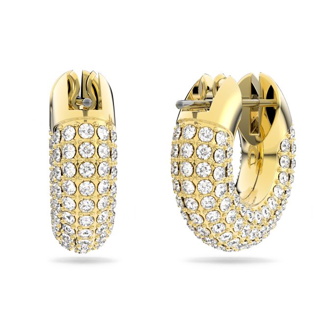 Dextera hoop earrings Pavé Small White Gold-tone
