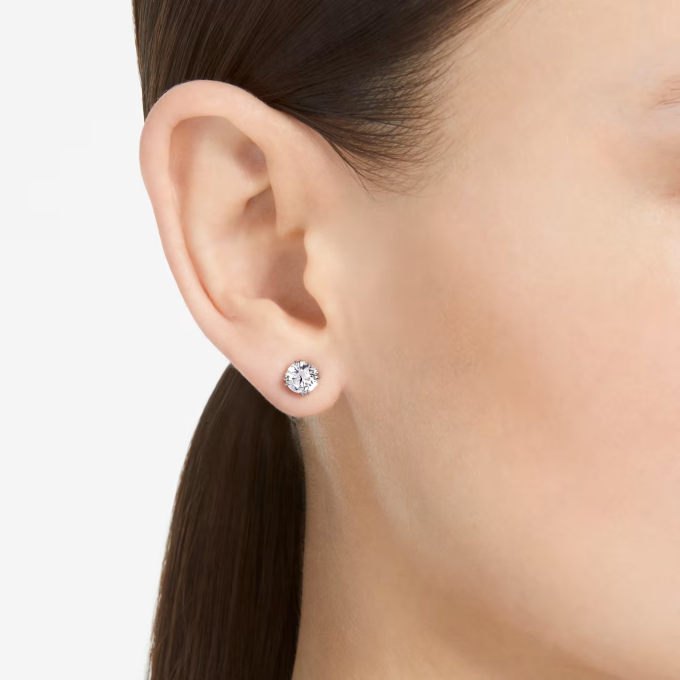 Constella stud earrings Round cut White Rhodium