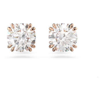 Constella stud earrings Round cut White Rose gold tone