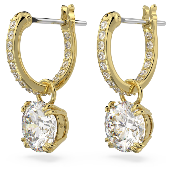 Constella drop earrings Round cut White Gold tone