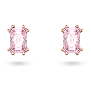 Stilla stud earrings Rectangular cut Pink Rose gold-tone plated