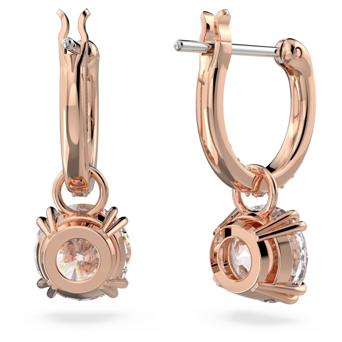 Constella drop earrings Round cut White Rose gold tone