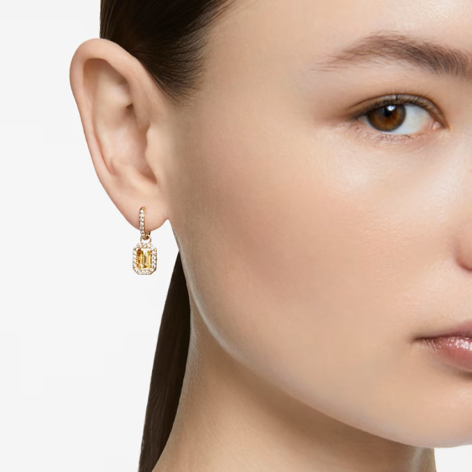 Millenia drop earrings Octagon cut Yellow Gold tone