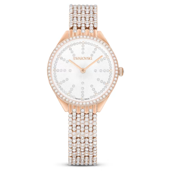 Attract watch Swiss Made Full pavé Metal bracelet Rose gold tone Rose gold-tone finish