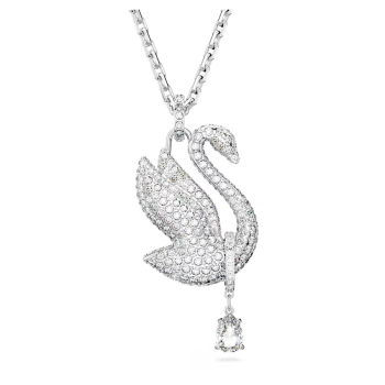 Swarovski Iconic Swan necklace Swan Long White Rhodium plated