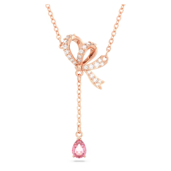 Volta Y pendant Bow Pink Rose gold-tone plated