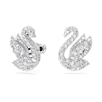 Swarovski Iconic Swan stud earrings Swan White Rhodium plated