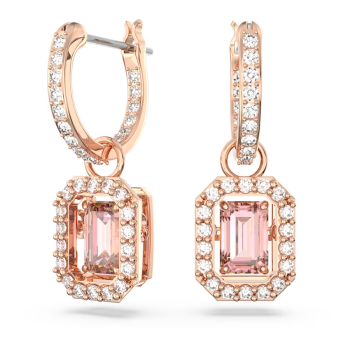 Millenia drop earrings Octagon cut Pink Rose gold-tone plated