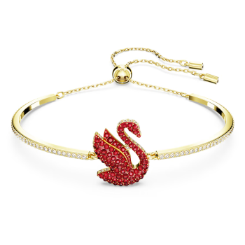 Swarovski Iconic Swan bangle Swan Medium Red Gold-tone plated