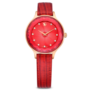 Octea Nova watch Swiss Made Leather strap Red Rose gold-tone finish