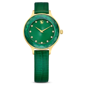 Octea Nova watch Swiss Made Leather strap Green  Gold-tone finish
