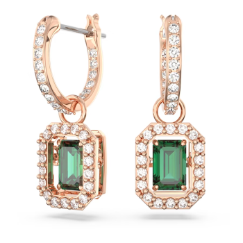 Millenia drop earrings Octagon cut Green Rose gold-tone plated