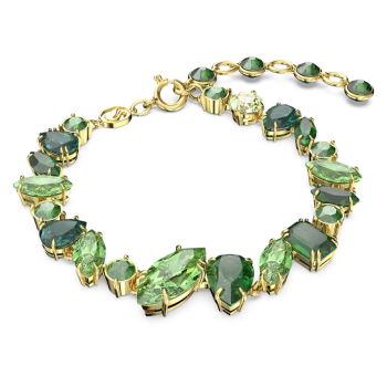 Gema bracelet Mixed cuts Green Gold-tone plated