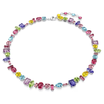 Gema necklace Mixed cuts Multicolored Rhodium plated