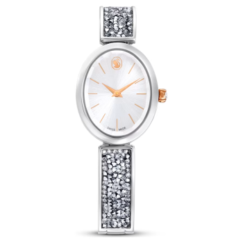 Crystal Rock Oval watch Swiss Made Metal bracelet White Stainless steel