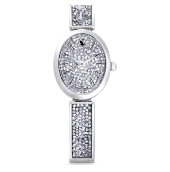 Crystal Rock Oval watch Swiss Made Metal bracelet Silver tone Stainless steel