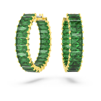 Matrix hoop earrings Baguette cut Green Gold-tone plated