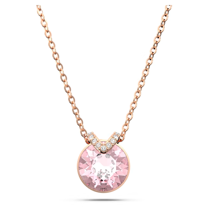 Bella V pendant Round cut Pink Rose gold-tone plated