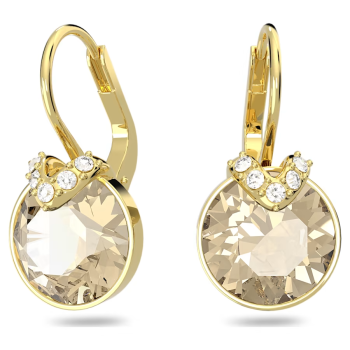 Bella V drop earrings Round cut Gold tone Gold-tone plated