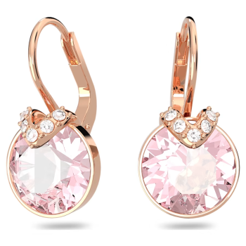 Bella V drop earrings Round cut Pink Rose gold-tone plated