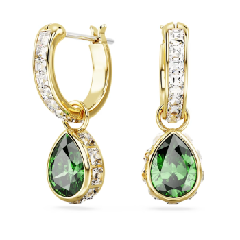 Stilla drop earrings Pear cut, Green Gold-tone plated