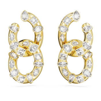 Dextera hoop earrings Mixed cuts Interlocking loop White Gold-tone plated
