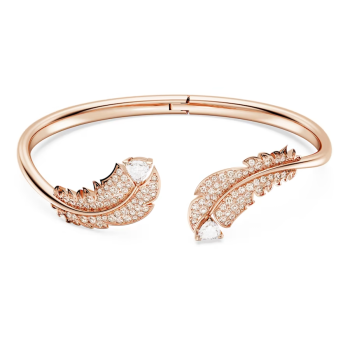 Nice bangle Feather White Rose gold-tone plated