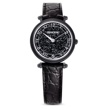 Crystalline Wonder watch Swiss Made Leather strap Black Black finish