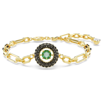 Swarovski Sparkling Dance bracelet Green Gold-tone plated