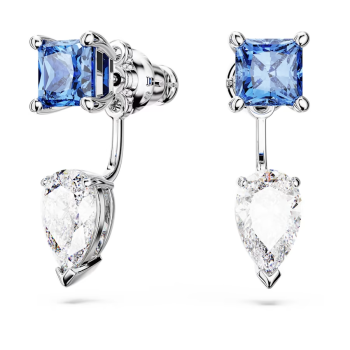 Mesmera earring jackets Mixed cuts Detachable Blue Rhodium plated