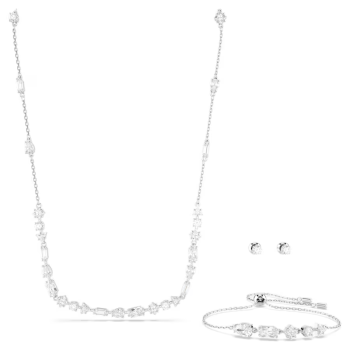 Mesmera set Mixed cuts Scattered design White  Rhodium plated