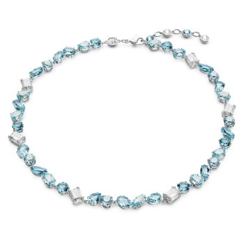 Gema necklace Mixed cuts Blue Rhodium plated