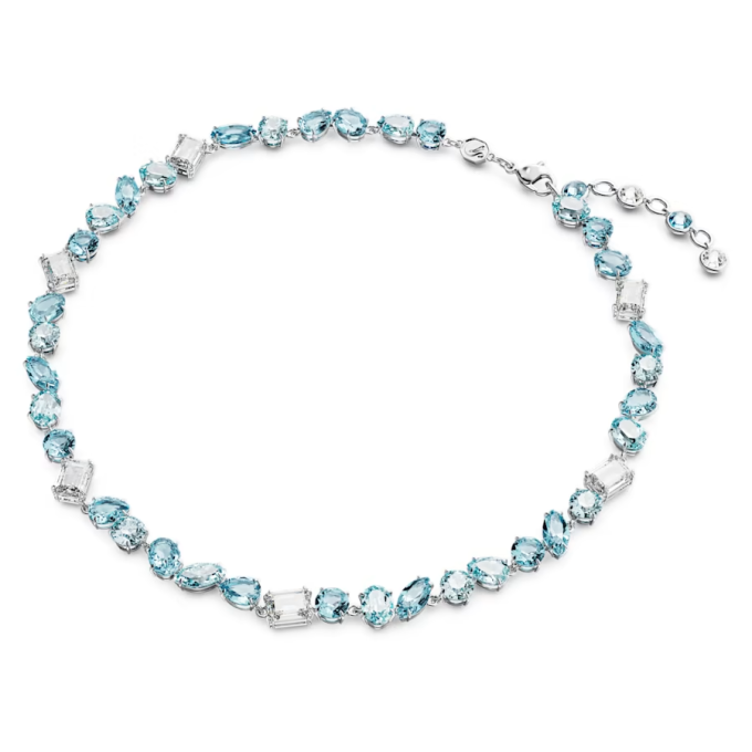 Gema necklace Mixed cuts Blue Rhodium plated